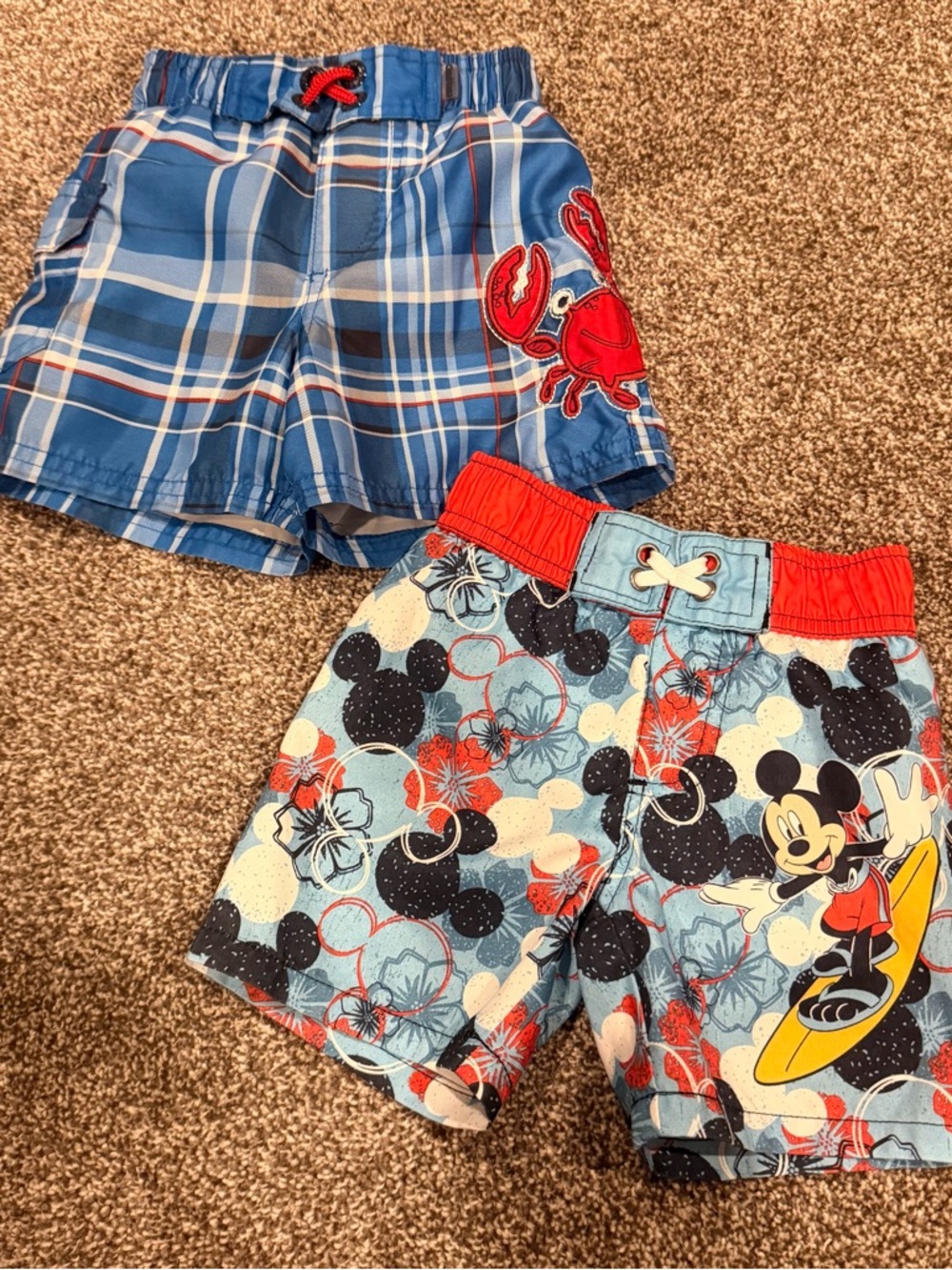 2 pair 12 month swim trunks Disney Mickey and OshKosh